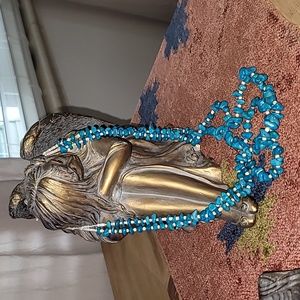 Vintage Santo Domingo Blue Gem Turquoise Heishi Necklace